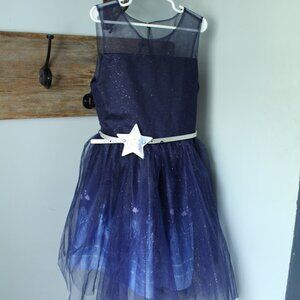 Frozen ll Size 8 Tulle Dress Navy Belted Glitter